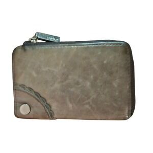 Hobo Leather Wallet Clutch Zip Around Card Holder Olive Green
